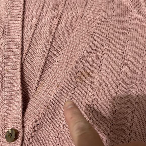 Vintage Milano Design Group Pointelle Knit Button Cardigan Size M Pink 1… - Picture 4 of 8